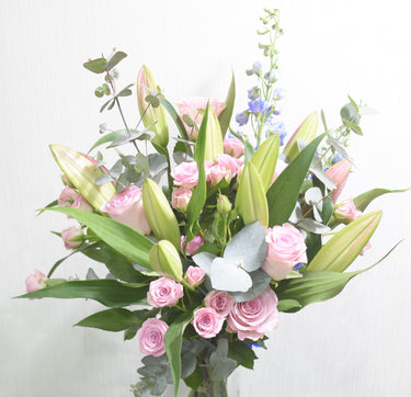 Pink Lily and Rose Vase Bouquet